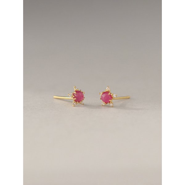 [14K] 다이아몬드 루비 귀걸이