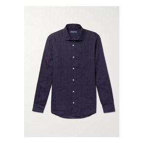 Cutaway-Collar Linen Shirt 블루