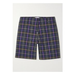 Checked Cotton-Poplin Golf Shorts 퍼플