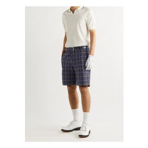 Checked Cotton-Poplin Golf Shorts 퍼플