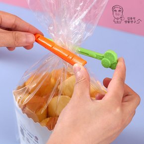 1+1 당근 밀봉집게5P 과자봉지 밀폐클립 자석부착