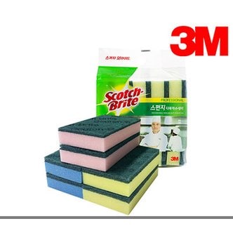 3M 3M스카치브라이트 항균스폰지 다목적수세미(대,1입) SL135 POLY SPONGE 옐로우