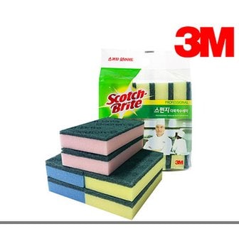 3M 스카치브라이트 항균스폰지 다목적수세미(대,1입) SL135 POLY SPONGE 옐로우