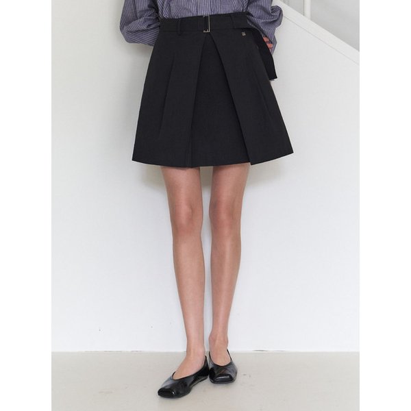 벨티드 플리츠 스커트_NAVY