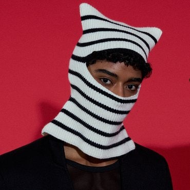 리끌로우 STRIPE CAT BALACLAVA BLACK