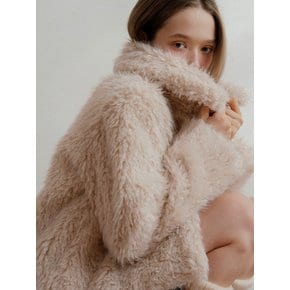 Fake Fur Long Hair Jacket_Ivory