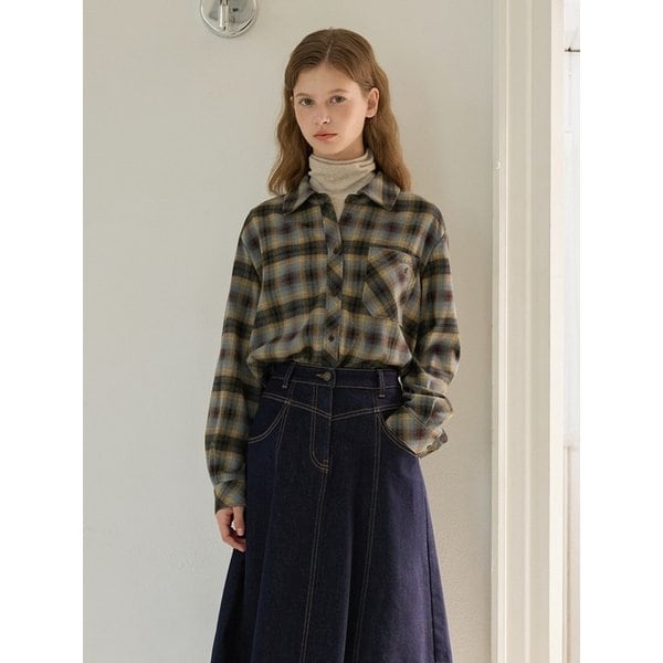 자수장식 포켓 체크 셔츠 OE5WBA320