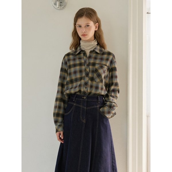 자수장식 포켓 체크 셔츠 OE5WBA320