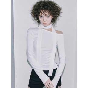 ONE SHOULDER MUFFLER TOP IVORY