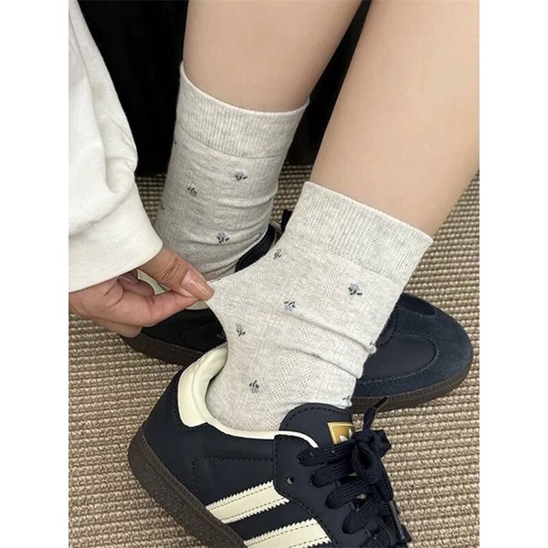 1328 꽃 패션 여성 시스루 회색 양말 socks