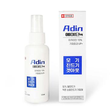 모스헌터 [공식파트너] 에이딘액 모기기피제 100ml, 여행 야외 진드기 이카리딘 모기퇴치제