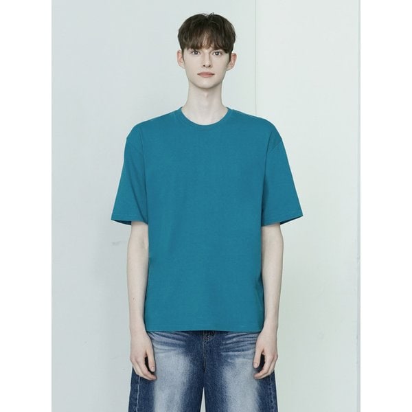 DM1017 CHAIN STITCH HALF T-SHIRT_BLUE