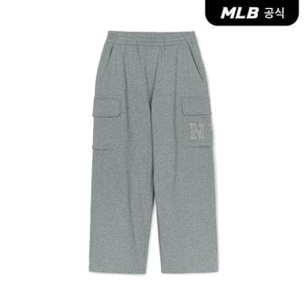 MLB [코리아공식] 베이직 쿠퍼스 로고 카고 와이드팬츠 NY (D.Melange Grey)