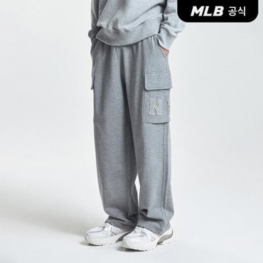 MLB [코리아공식] 베이직 쿠퍼스 로고 카고 와이드팬츠 NY (D.Melange Grey)