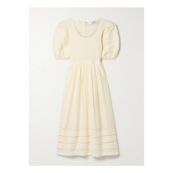 마이라 셔링 코튼 보일 미디 드레스 크림 1647597350558587