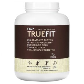 RSP뉴트리션 Truefit 목초사육 유청 단백질 셰이크 초콜릿 4.23 lbs(1.92 kg)