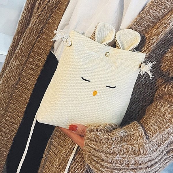 [아일렌]린넨 미니크로스백 토끼귀 팬시 보조크로스백