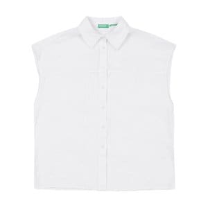 베네통 Sleeveless linen shirt_5BMLDQ03F101