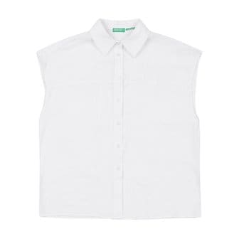 베네통 Sleeveless linen shirt_5BMLDQ03F101