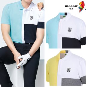(남성)컬러 블록 배색 카라 반팔 티셔츠_MLM2TS61