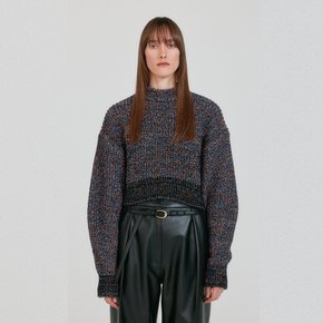 ZABELLE Mockneck Textured Knit Pullover - Orange/Blue Multi