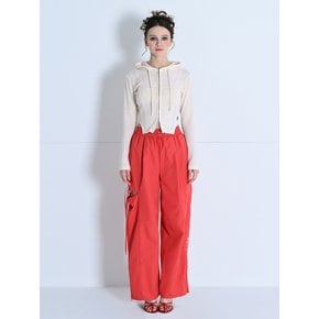 CUTOUT ONE-TUCK BANDING WIDE PANTS RED MBDSPA001RD