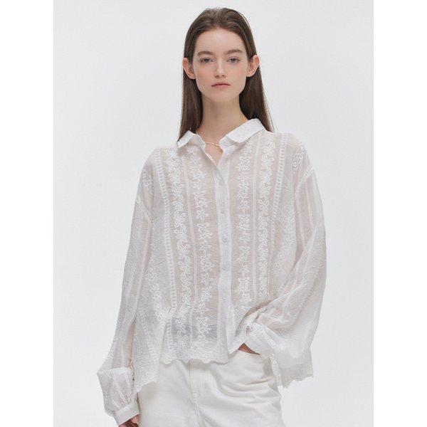 레이스 스트라이프 셔츠(MAGASH05MWH)