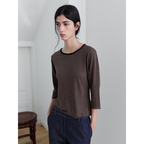 Two-tone Slub tee_ brown