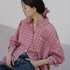 [스크런치 SET] Ray overfit check shirt [TISP05SH01]_Red