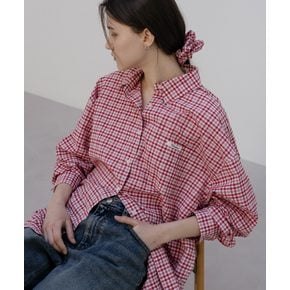 [스크런치 SET] Ray overfit check shirt [TISP05SH01]_Red