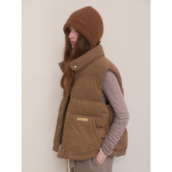 Corduroy overfit vest padding - 2color