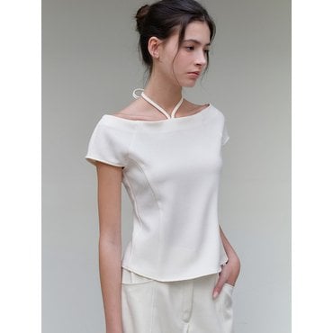 ourcomos comos 1179 boat neck ribbon blouse (ivory)