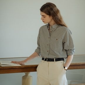 [쓱머니적립] Gingham check soft cotton shirt_Black