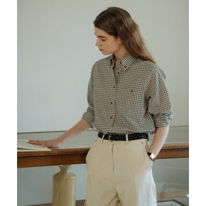 [쓱머니적립] Gingham check soft cotton shirt_Black