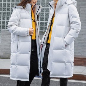 하이넥 베이직 후드 롱 패딩 남여공용