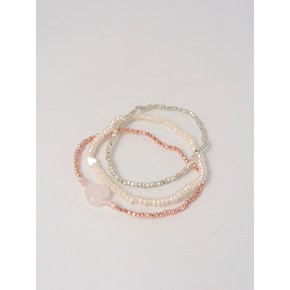 Heart Layered Bracelet Set (3 set_Silver925+Beads)