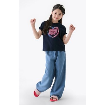 타미힐피거키즈 25년 S/S      T42F3KKO930GT1        하트 네온 프린트 티셔츠