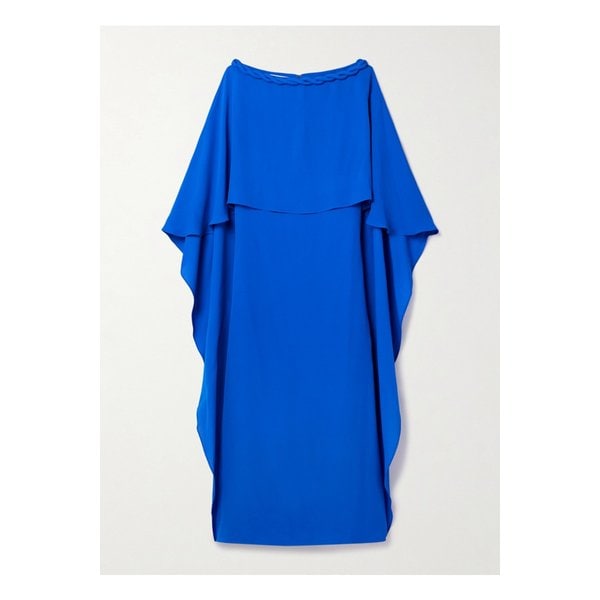 케이프 이펙트 실크 조젯 미디 드레스 브라이트 블루 1647597337623405