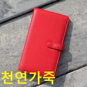 웍스 천연가죽 바인더 수첩 커버 아마빌레 Red-포켓