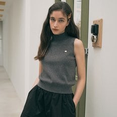 SLEEVELESS HIGH NECK KNIT CHARCOAL