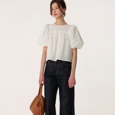 SS23 Seersucker Puff-Sleeve Blouse Off-White