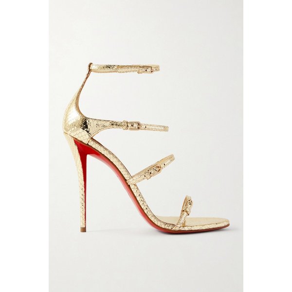 밀레니엄 버클 파이톤 메탈릭 가죽 샌들 46376663162979364