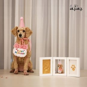 강아지 고양이 생일파티 선물 발도장액자 3단