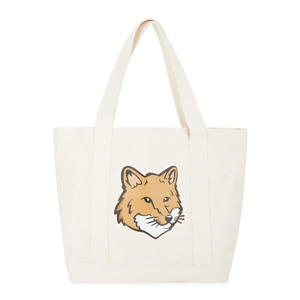 메종키츠네 남성 폭스헤드 프린팅 에크루 토트백 LW05101WW0050 EC