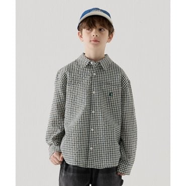 커버낫 키즈 C로고 체크 셔츠 그린 CK2502SH08GN