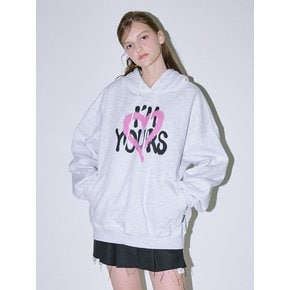 Heart Painting Overfit Hoodie [White Melange]