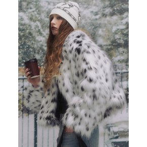 White Leopard Crop Fur Jacket