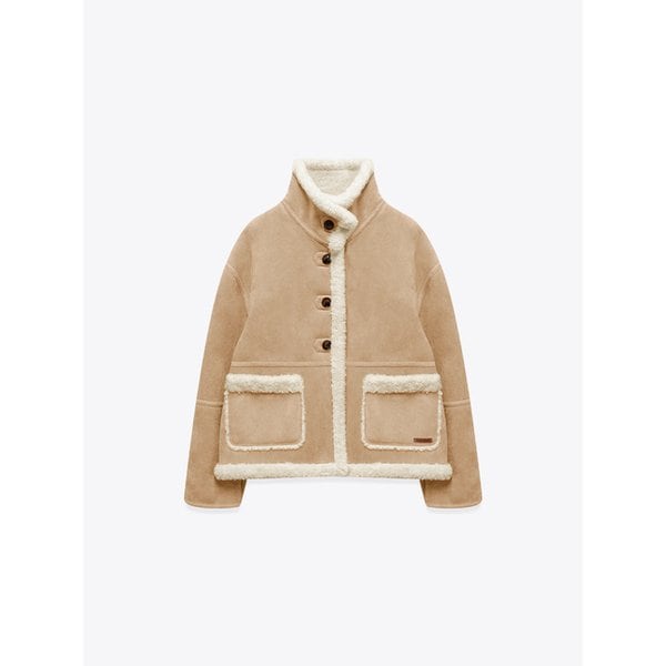 배색 하이넥 인조 무스탕(MAFDJK09CBE)