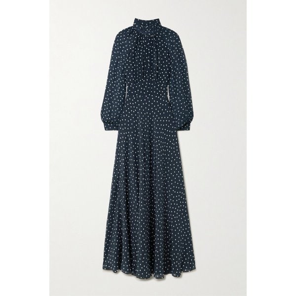 페이지 벨티드 폴카닷 실크 시폰 모크넥 미디 원피스 46376663162989136