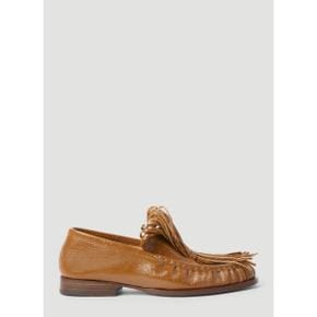 24 FW 드리스반노튼 여성 Fringe Embellished Leather Loafers dvn0255002tan